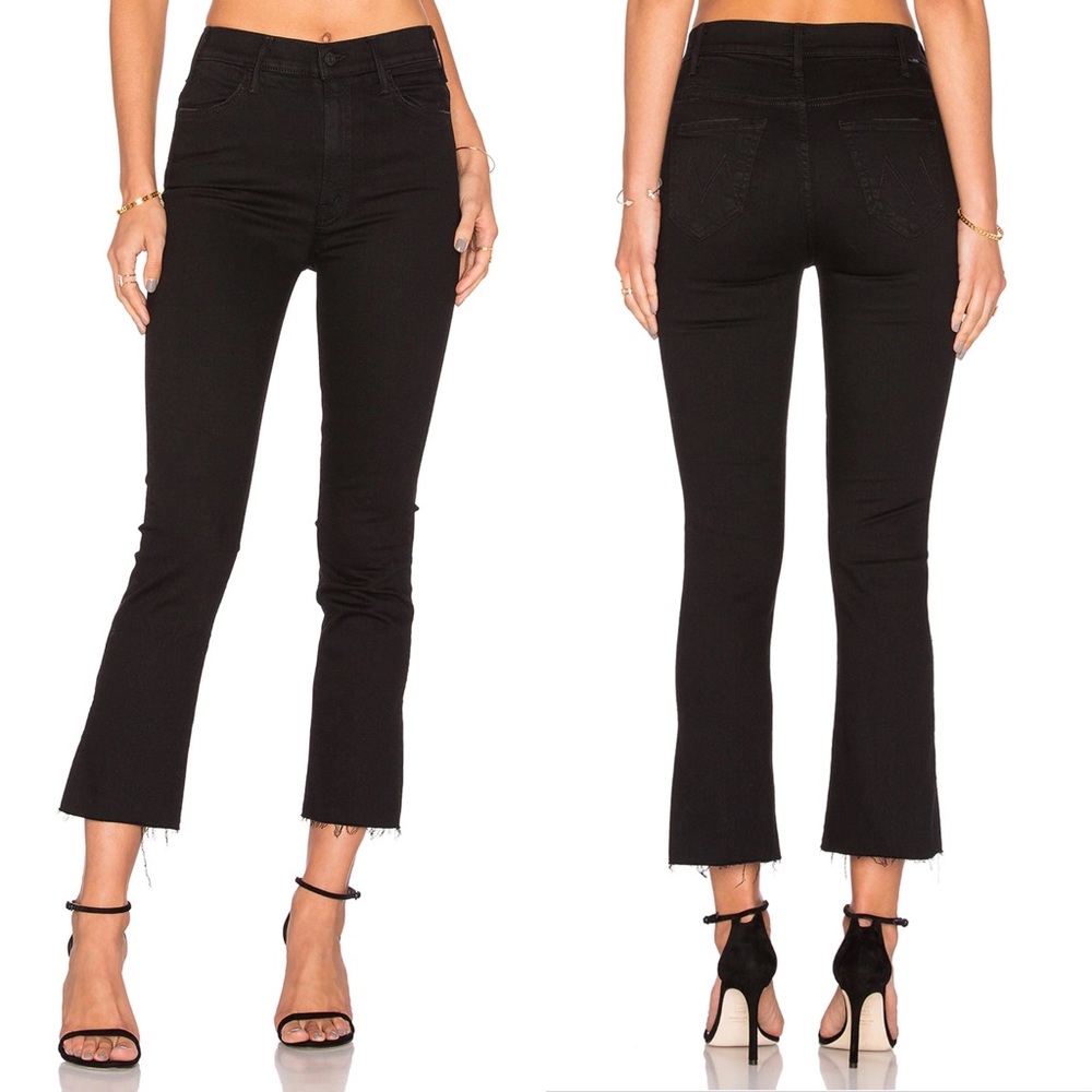 Mother Jeans Hustler Ankle Fray in Not Guilty Black Wash Sz 27 $218